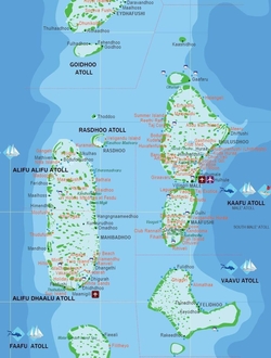 Карта Мальдив с курортами
