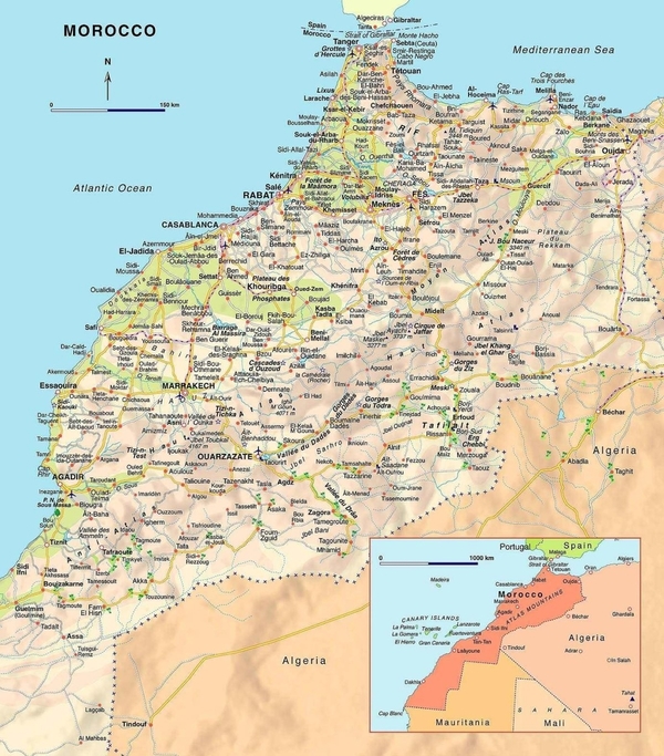 Карта Марокко. Подробная карта Марокко