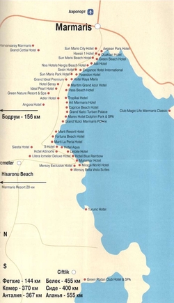 Карта Мармариса с отелями