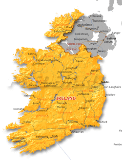 Карта Ирландии с городами