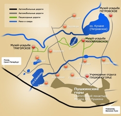 Карта Пушкинских гор