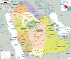 Карта Саудовской Аравии с провинциями