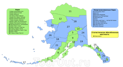 Районы Аляски на карте
