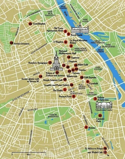 Карта достопримечательностей Варшавы
