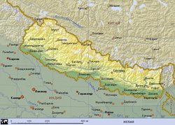 Карта Непала с городами