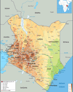 Карта Кении с городами