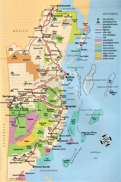 Карта Белиза с городами