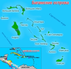 Карта Багам с островами