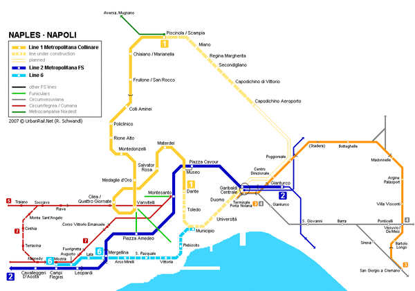 Карта Неаполя с метро. Карта метро Неаполя