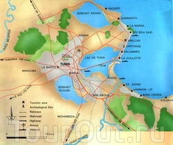 Карта пригорода Туниса