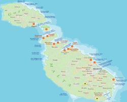 Карта Мальты с курортами