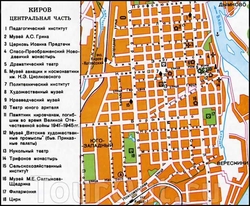 Карта Кирова с достопримечательностями