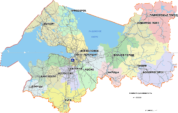 Карта Ленинградской области. Карта городов Ленинградской области