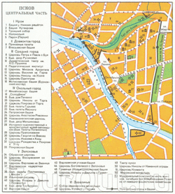 Карта центра Пскова