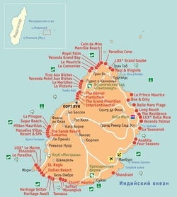 Карта Маврикия с отелями