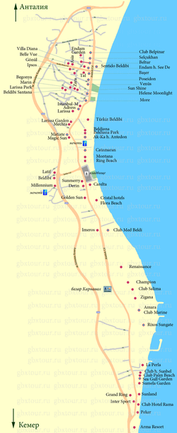 Карта Бельдиби с отелями