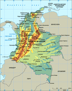 Карта Колумбии с городами