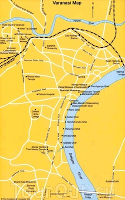 Карта Варанаси с достопримечательностями