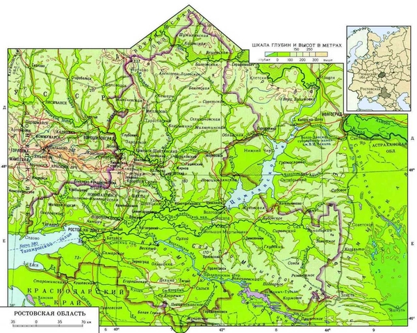 Карта Ростовской области. Подробная карта Ростовской области