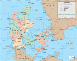 Карта Дании с амтами