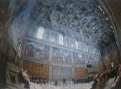 Общий вид Сикстинской Капеллы во время Совета папы.