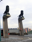 У входа на мост установлены вот такие львы, монументальные и очень горделивые. Они не старинные, из изваял скульптор Francisco Rallo Lahoz в 1991 году ...