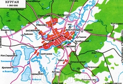 Топографическая карта Кургана и окрестностей