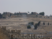 Вид на древнее еврейское кладбище со смотровой площадки Археологического парка Иерусалима.