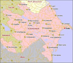 Карта Азербайджана с городами
