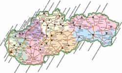 Карта Словакии с городами