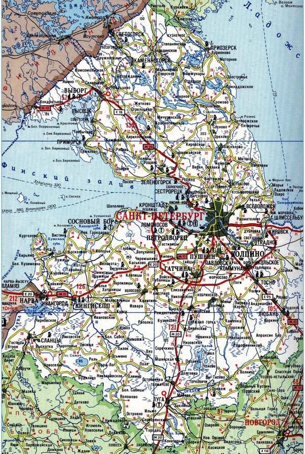 Карта дорог Ленинградской области. Карта главных дорог Ленинградской области