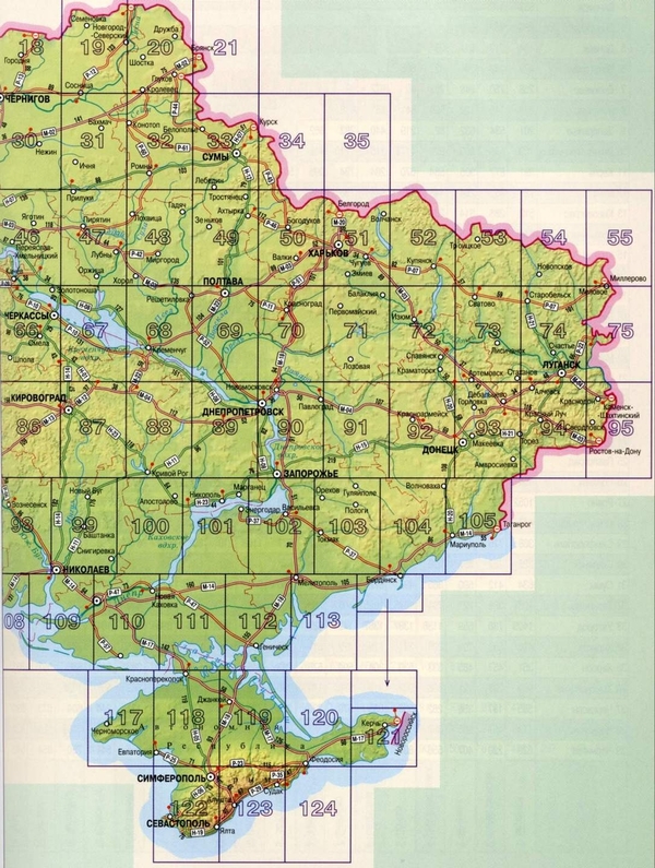 Карта Восточной Украины с городами. Карта городов Восточной Украины