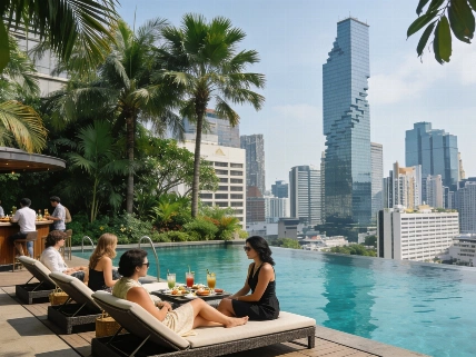 Панорамный бассейн и сады Pullman Bangkok King Power: оазис в центре Бангкока TourOut